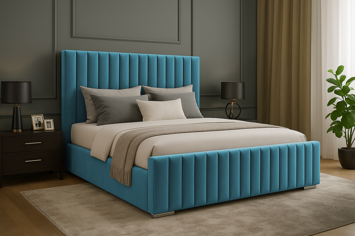 Portland Plush Velvet Sleigh Bed