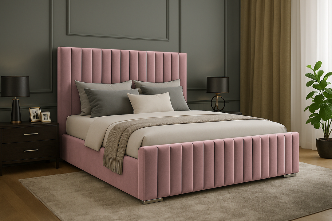 Portland Plush Velvet Sleigh Bed