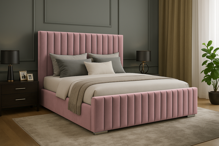Portland Plush Velvet Sleigh Bed