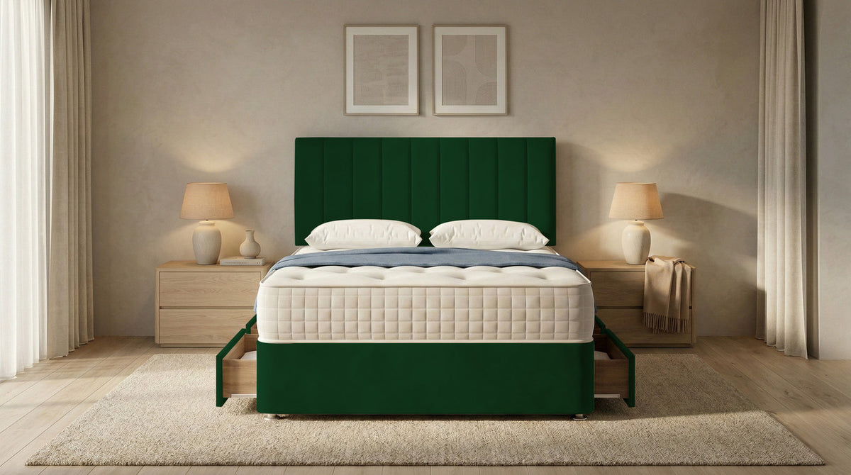 Portland Plush Velvet Divan Bed, Headboard