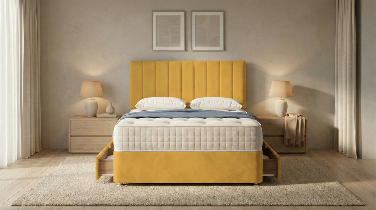 Portland Plush Velvet Divan Bed, Headboard