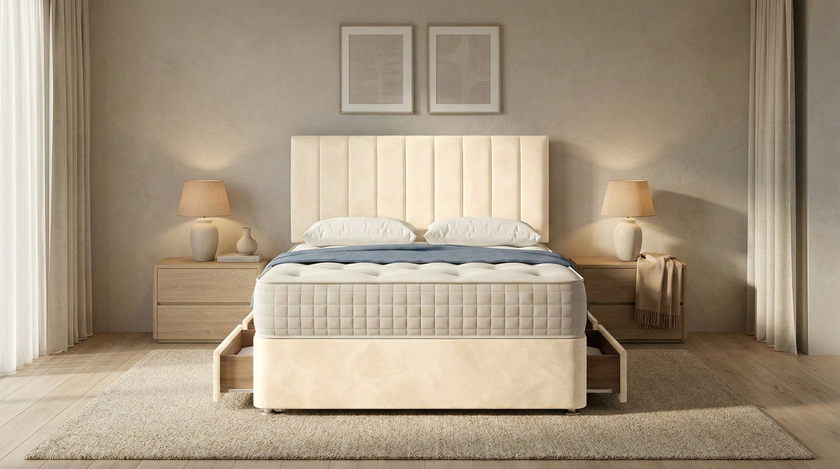 Portland Plush Velvet Divan Bed, Headboard