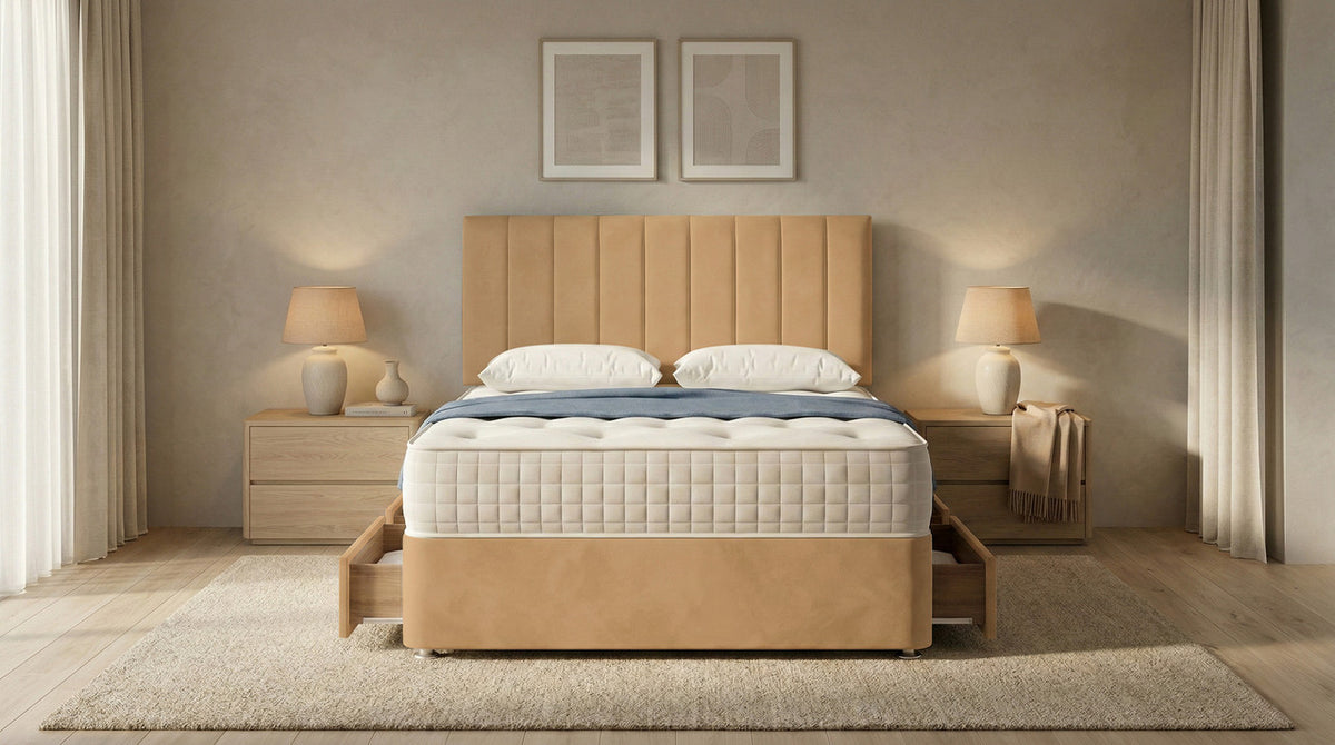 Portland Plush Velvet Divan Bed, Headboard
