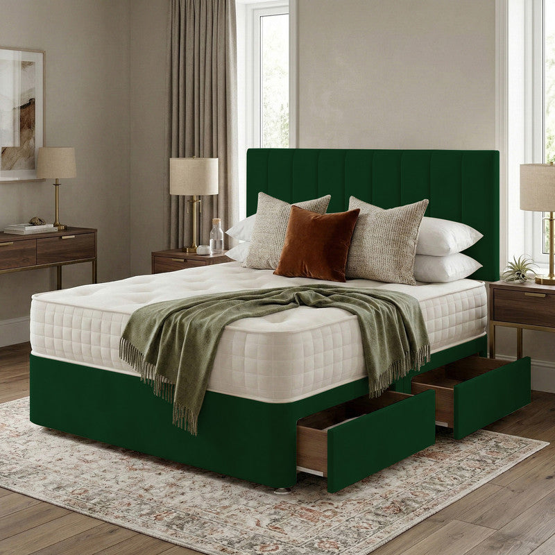 Portland Plush Velvet Divan Bed, Headboard