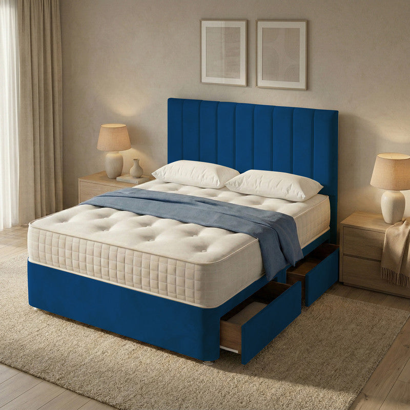 Portland Plush Velvet Divan Bed, 50" Headboard