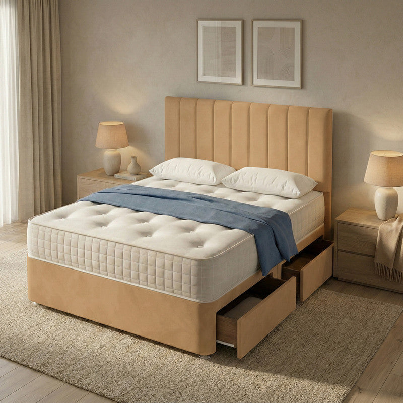 Portland Plush Velvet Divan Bed, 50" Headboard