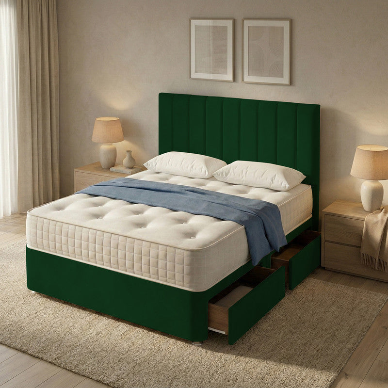Portland Plush Velvet Divan Bed, 50" Headboard