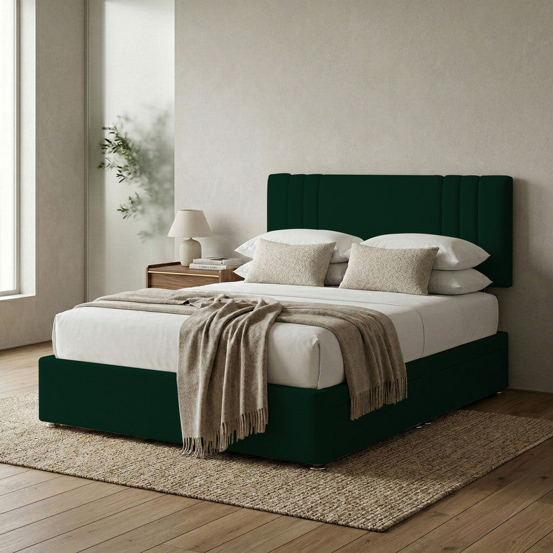 Rio Plush Velvet Divan Bed, Headboard