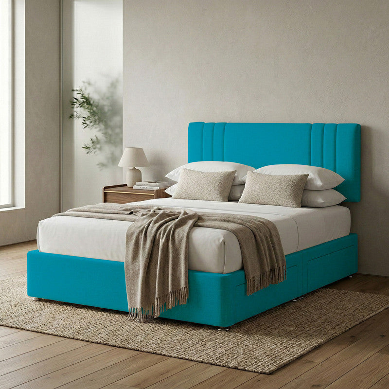 Rio Plush Velvet Divan Bed, Headboard