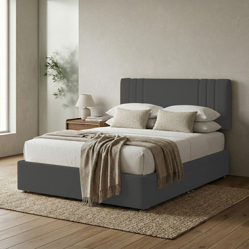 Rio Plush Velvet Divan Bed, Headboard