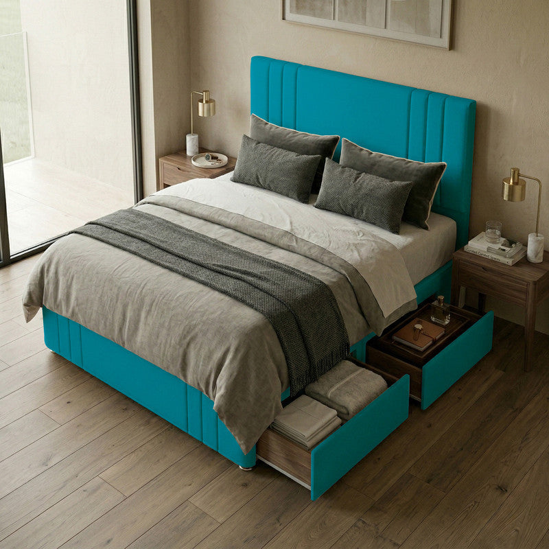 Rio Plush Velvet Divan Bed, 50" Headboard