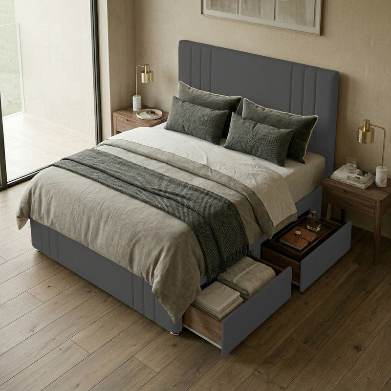Rio Plush Velvet Divan Bed, 50" Headboard