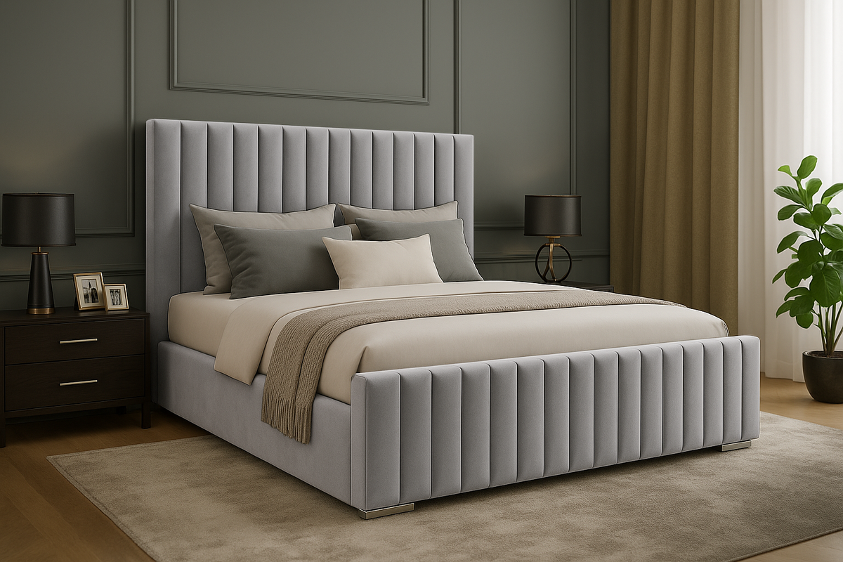 Portland Plush Velvet Sleigh Bed