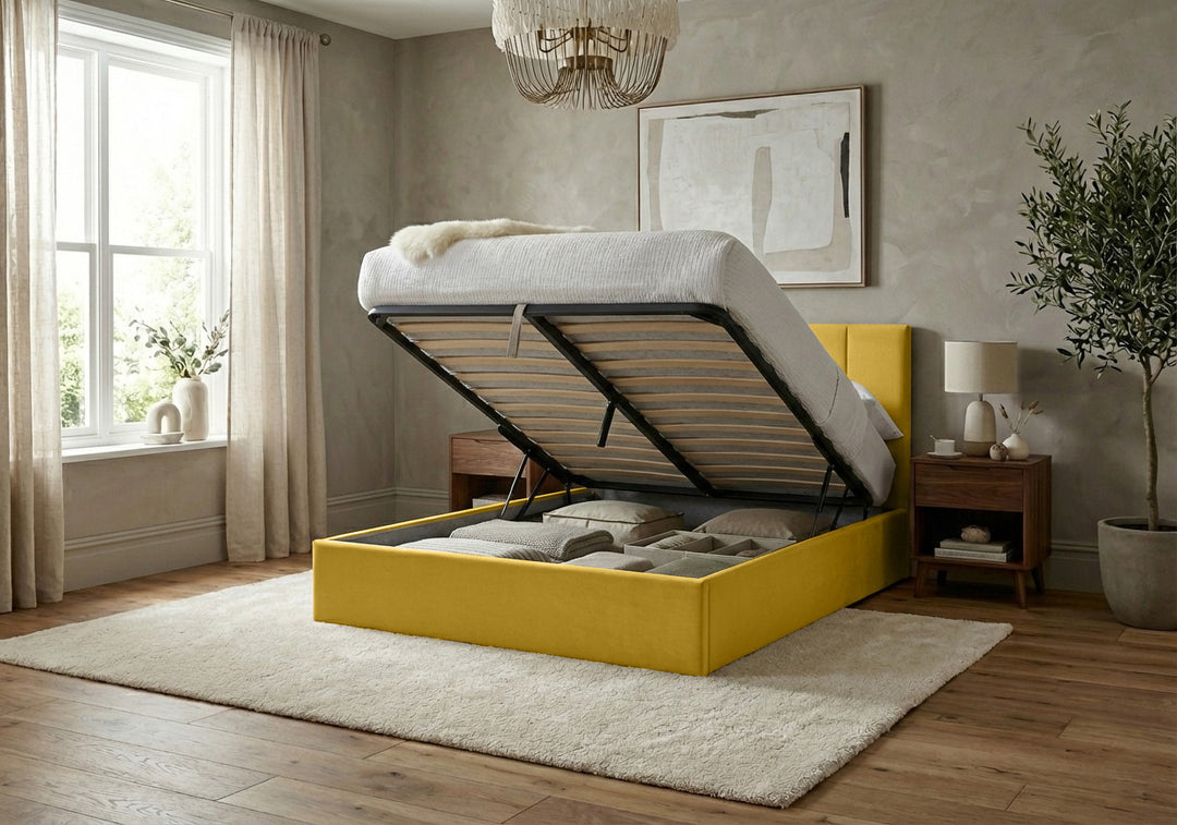Stafford Plush Velvet Ottoman Sleigh Bed