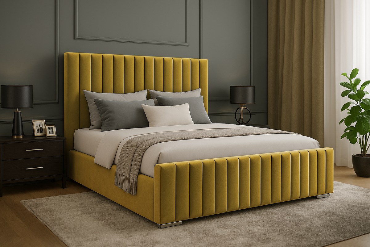 Portland Plush Velvet Sleigh Bed
