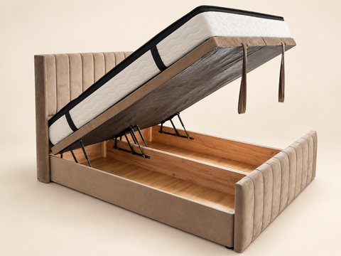Ottoman divan base with raised solid platform and two enclosed storage compartments