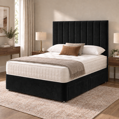 Portland Plush Velvet Divan Bed, 50" Headboard