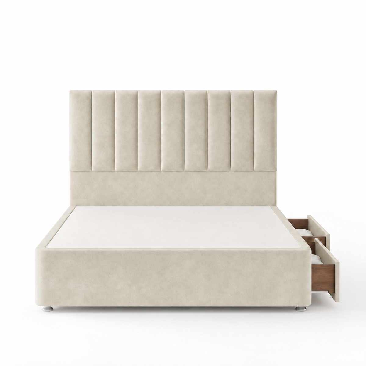 Portland Plush Velvet Divan Bed, 50" Headboard