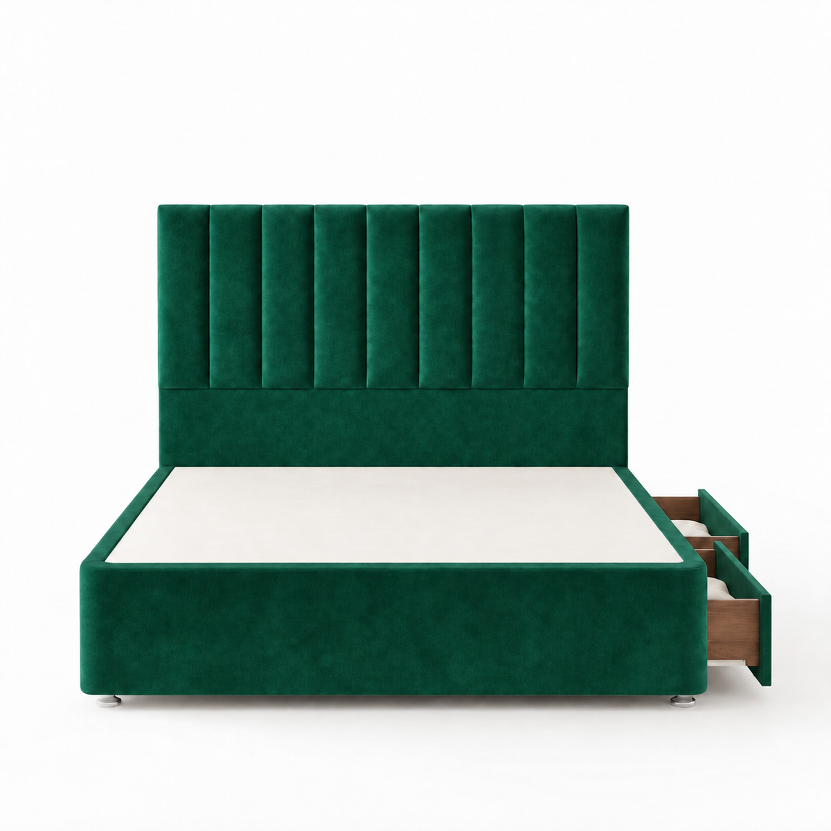 Portland Plush Velvet Divan Bed, 50" Headboard