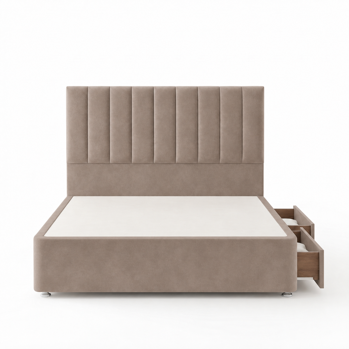 Portland Plush Velvet Divan Bed, 50" Headboard