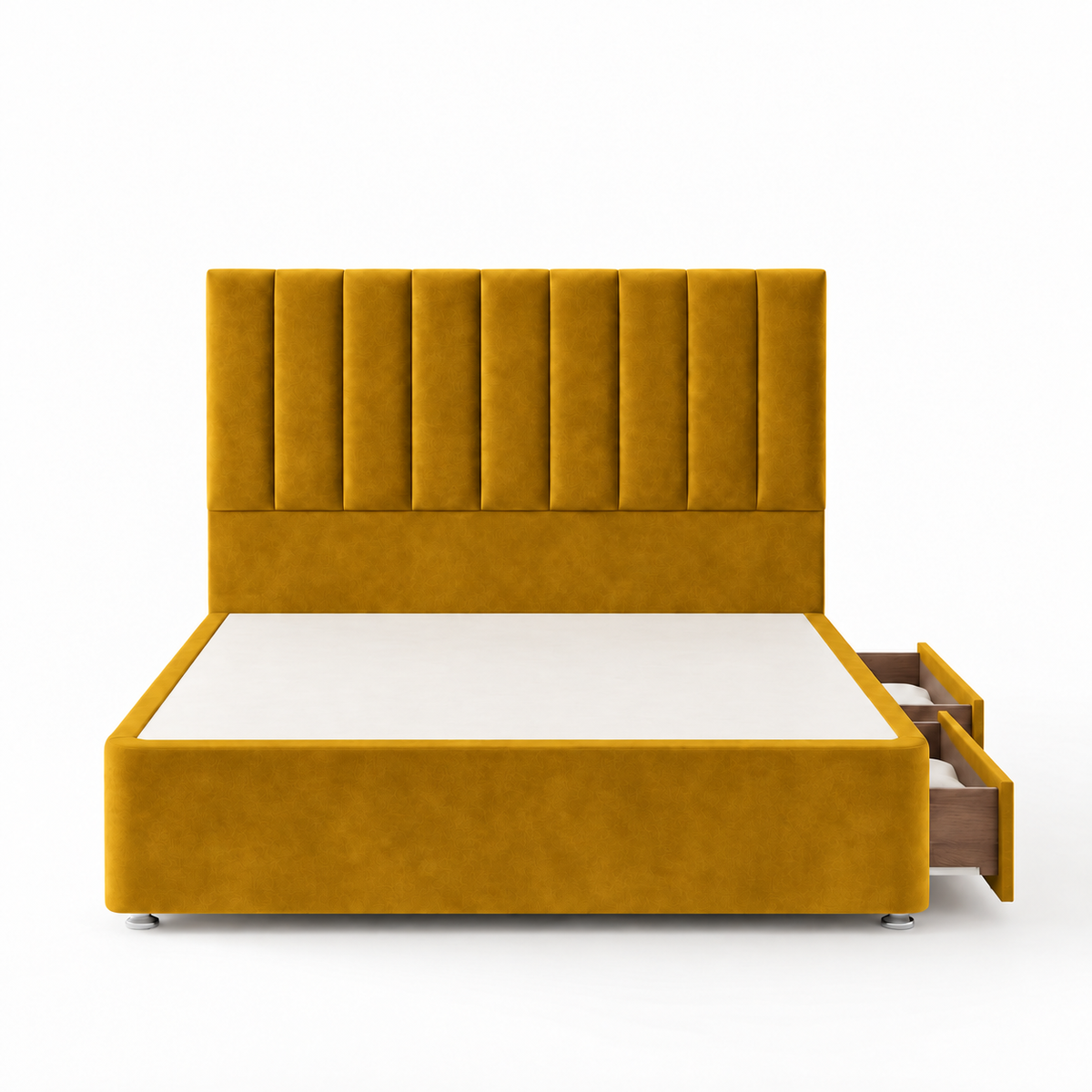 Portland Plush Velvet Divan Bed, 50" Headboard