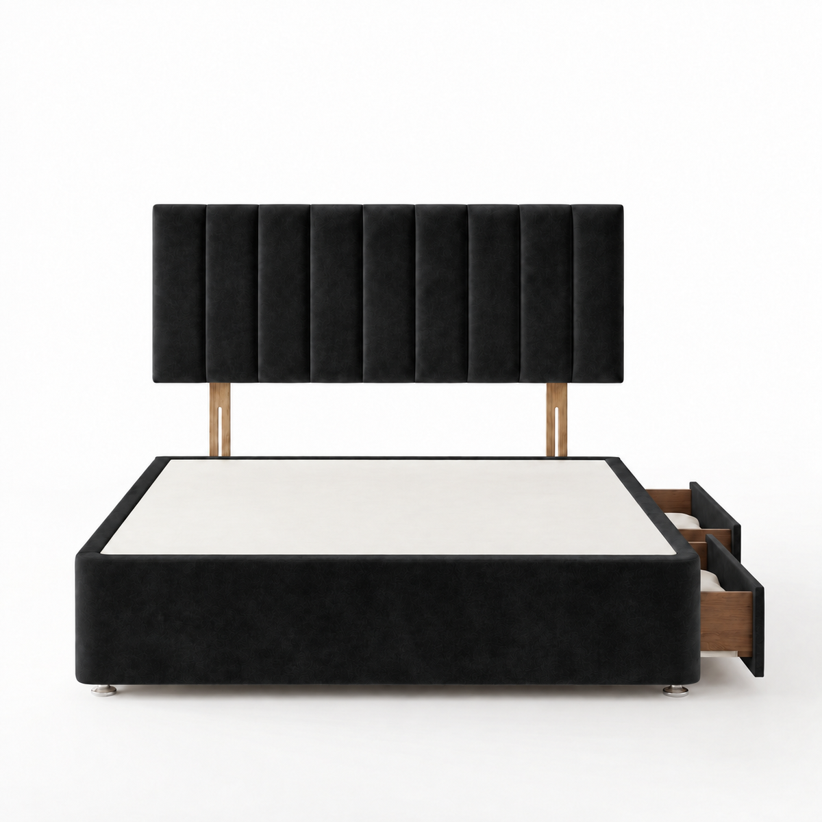 Portland Plush Velvet Divan Bed, Headboard