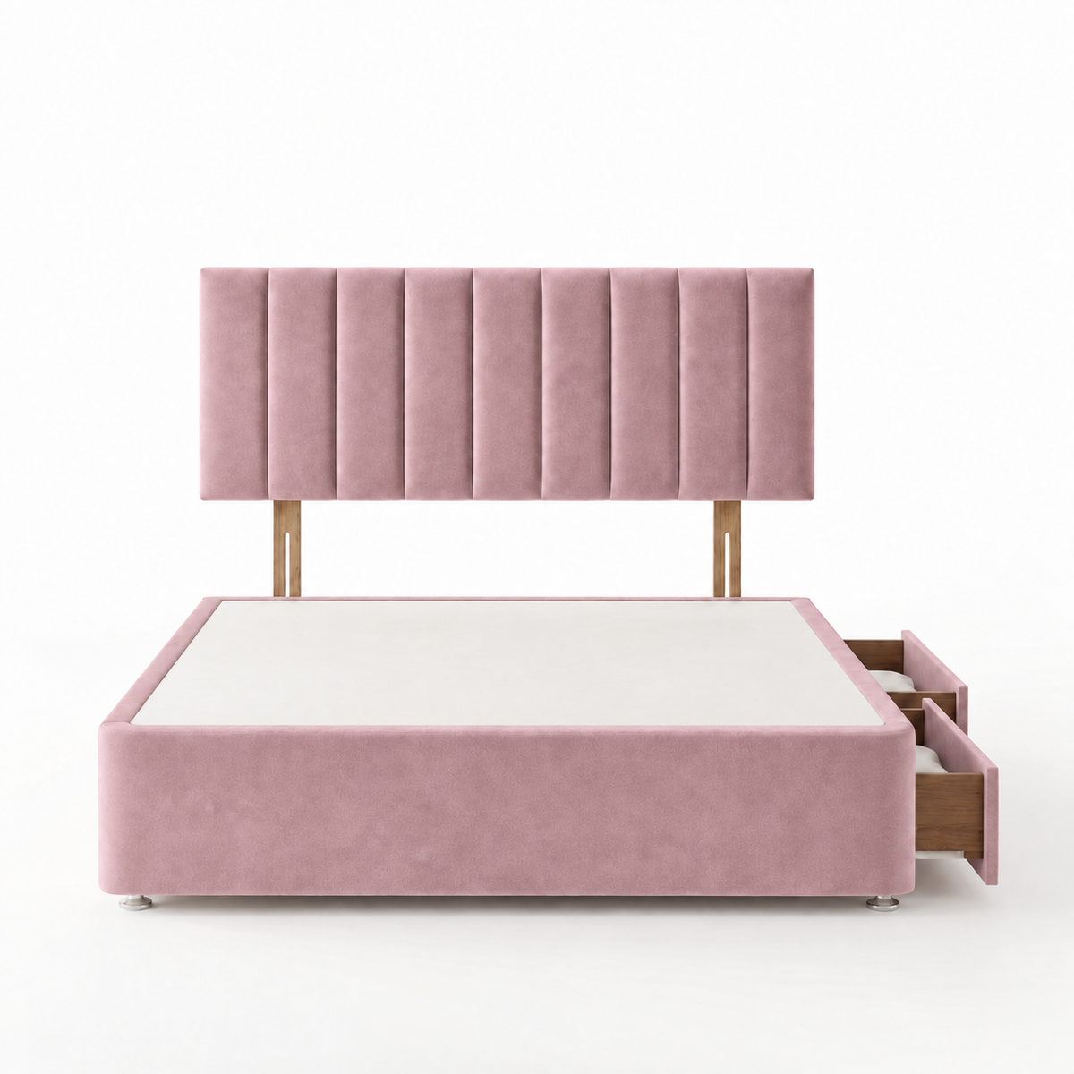 Portland Plush Velvet Divan Bed, Headboard