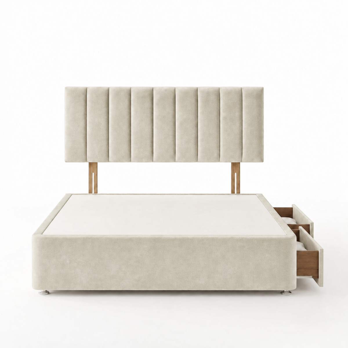Portland Plush Velvet Divan Bed, Headboard