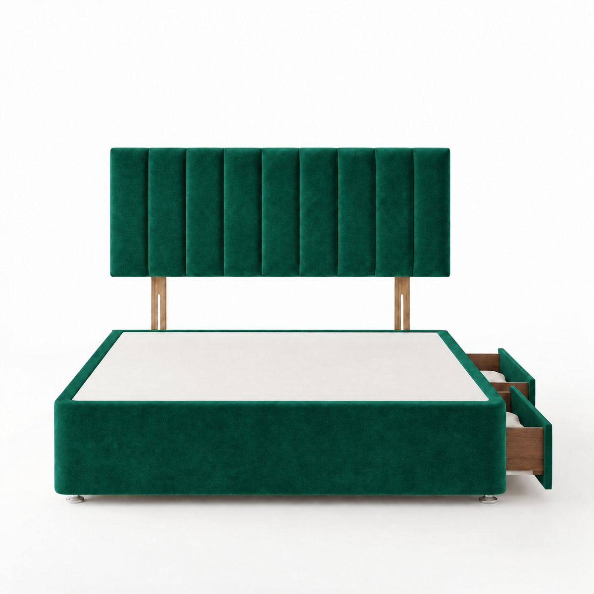 Portland Plush Velvet Divan Bed, Headboard