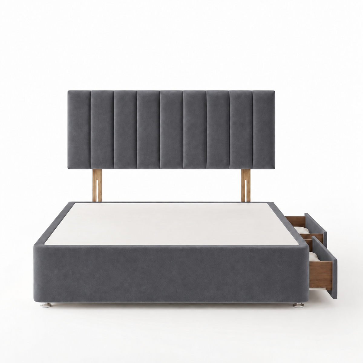 Portland Plush Velvet Divan Bed, Headboard