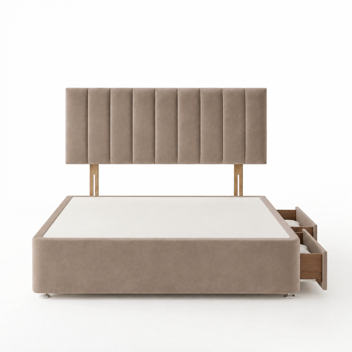 Portland Plush Velvet Divan Bed, Headboard
