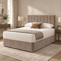 Portland Plush Velvet Divan Bed, Headboard