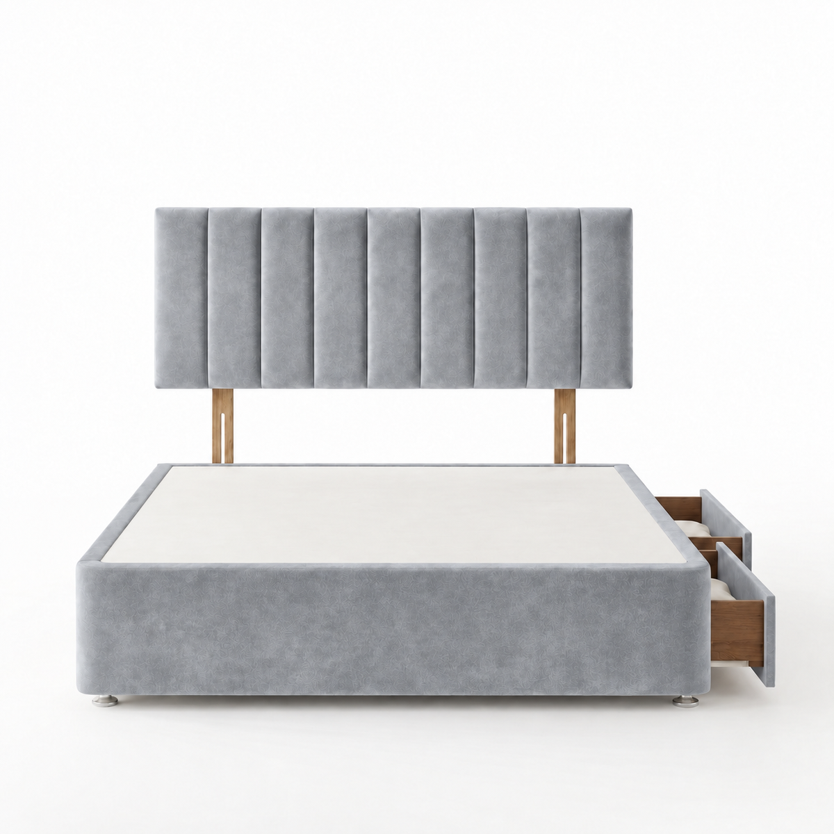 Portland Plush Velvet Divan Bed, Headboard