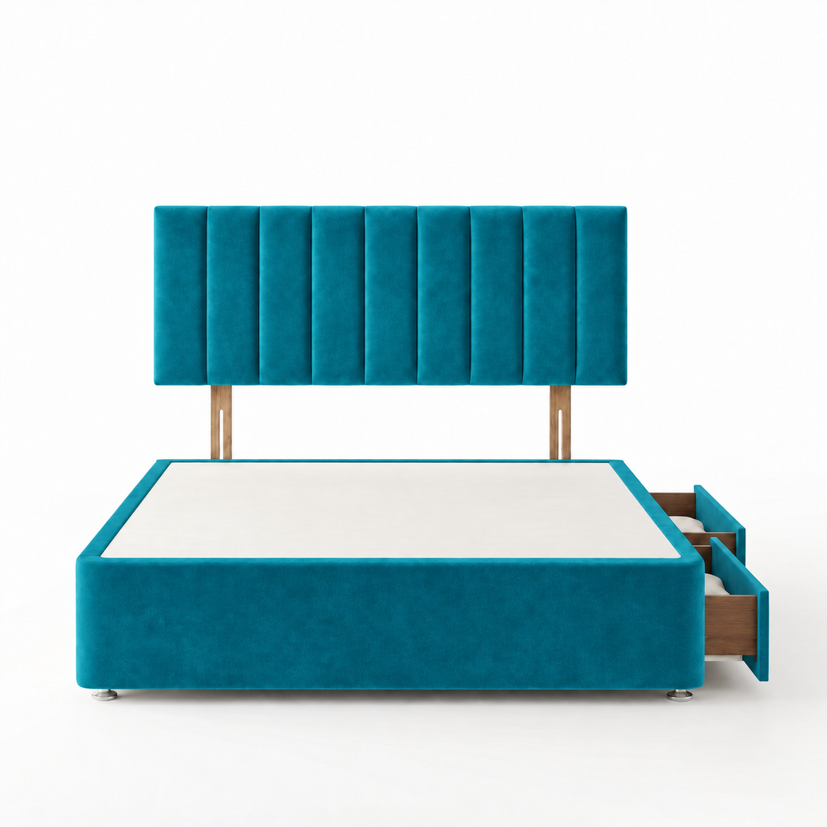 Portland Plush Velvet Divan Bed, Headboard