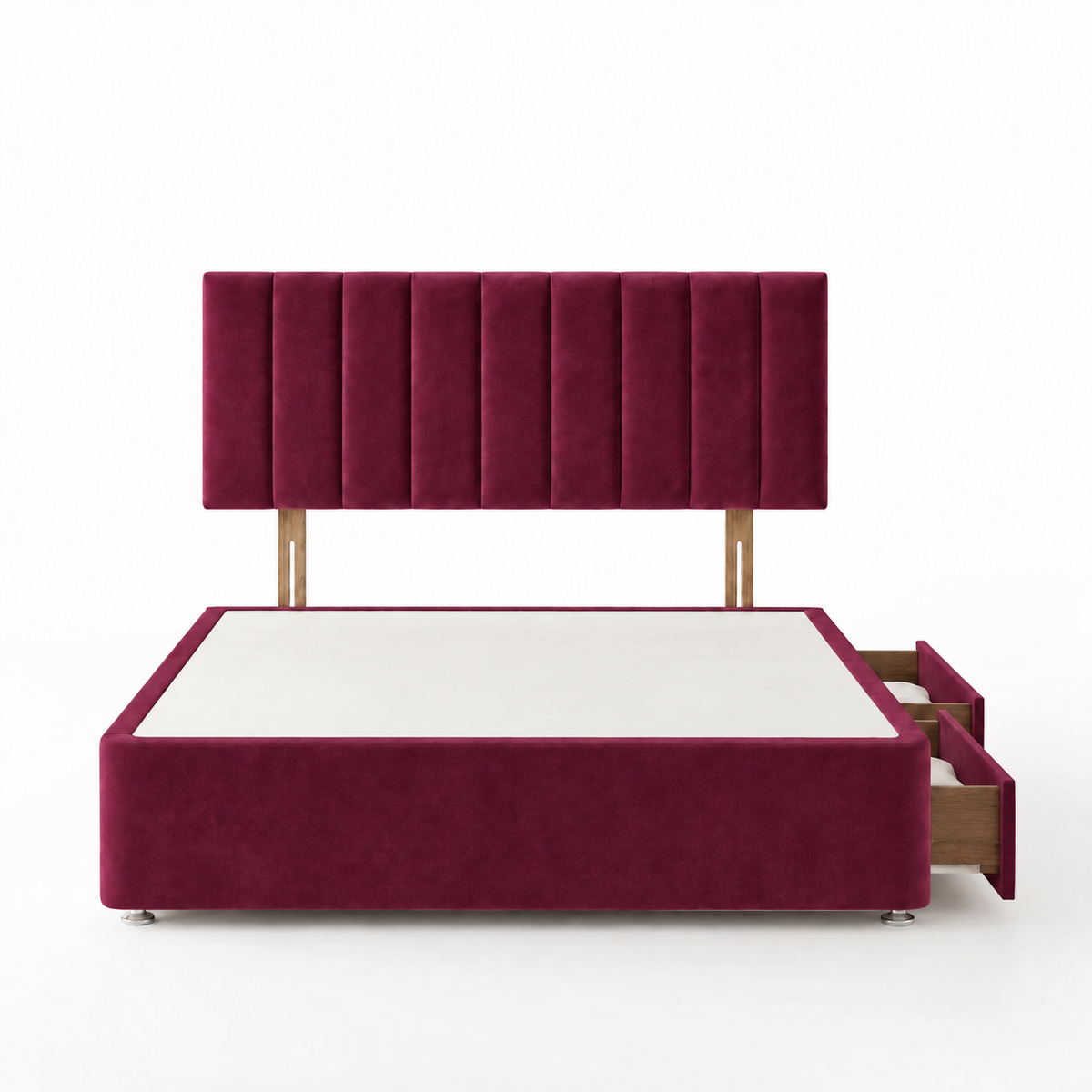 Portland Plush Velvet Divan Bed, Headboard