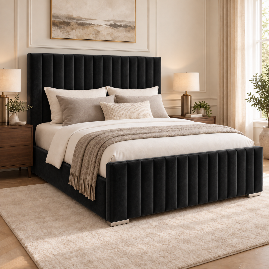 Portland Plush Velvet Ottoman Storage Bed
