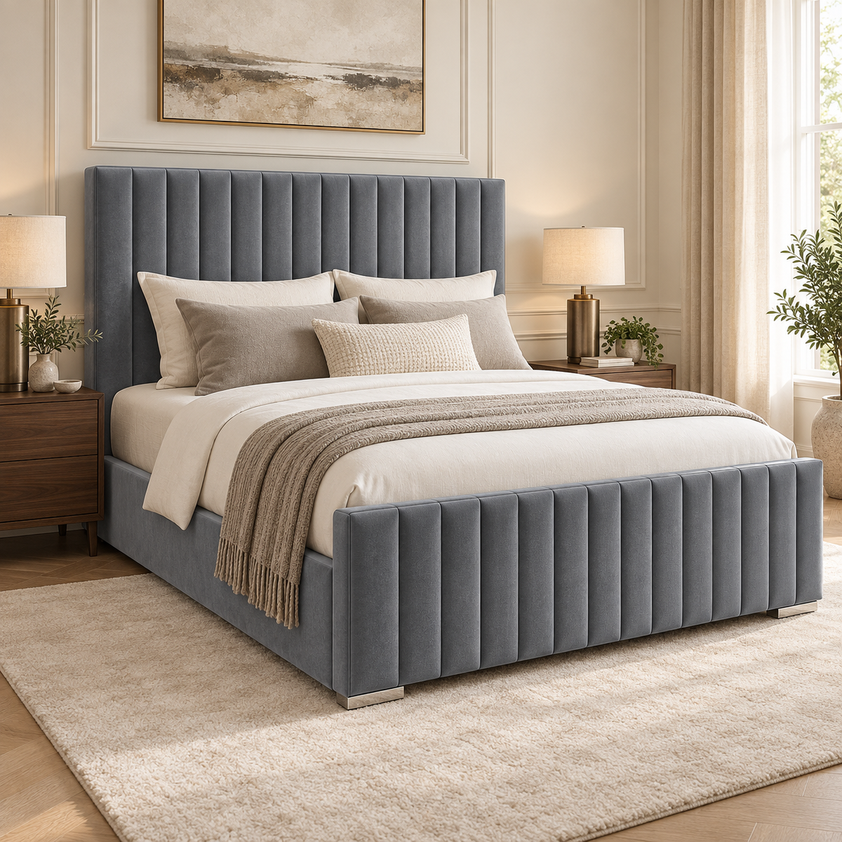 Portland Plush Velvet Ottoman Storage Bed