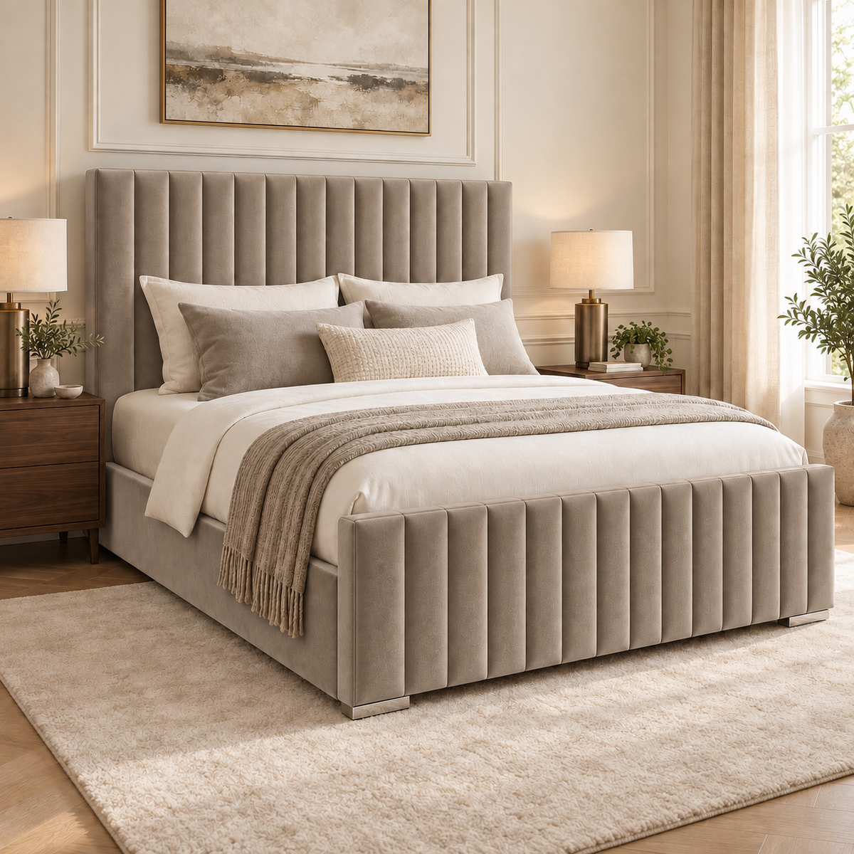 Portland Plush Velvet Ottoman Storage Bed