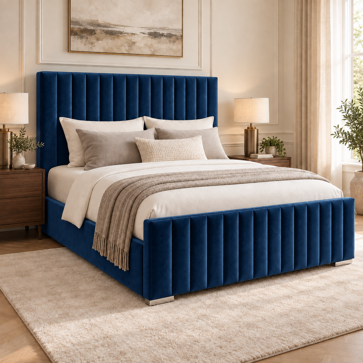 Portland Plush Velvet Ottoman Storage Bed