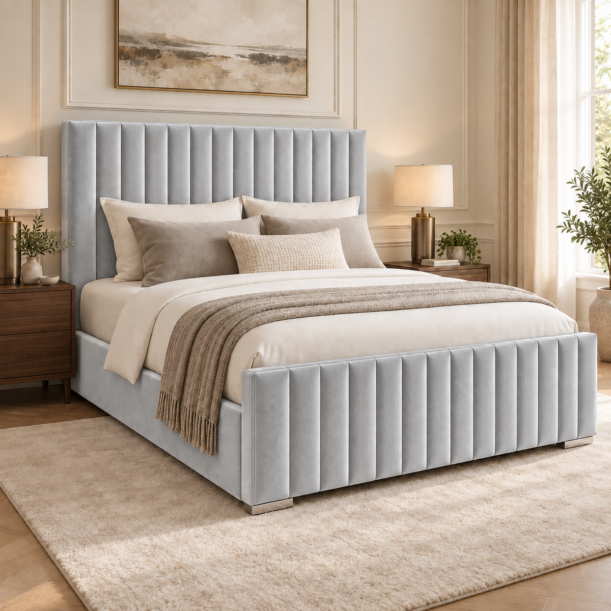Portland Plush Velvet Ottoman Storage Bed