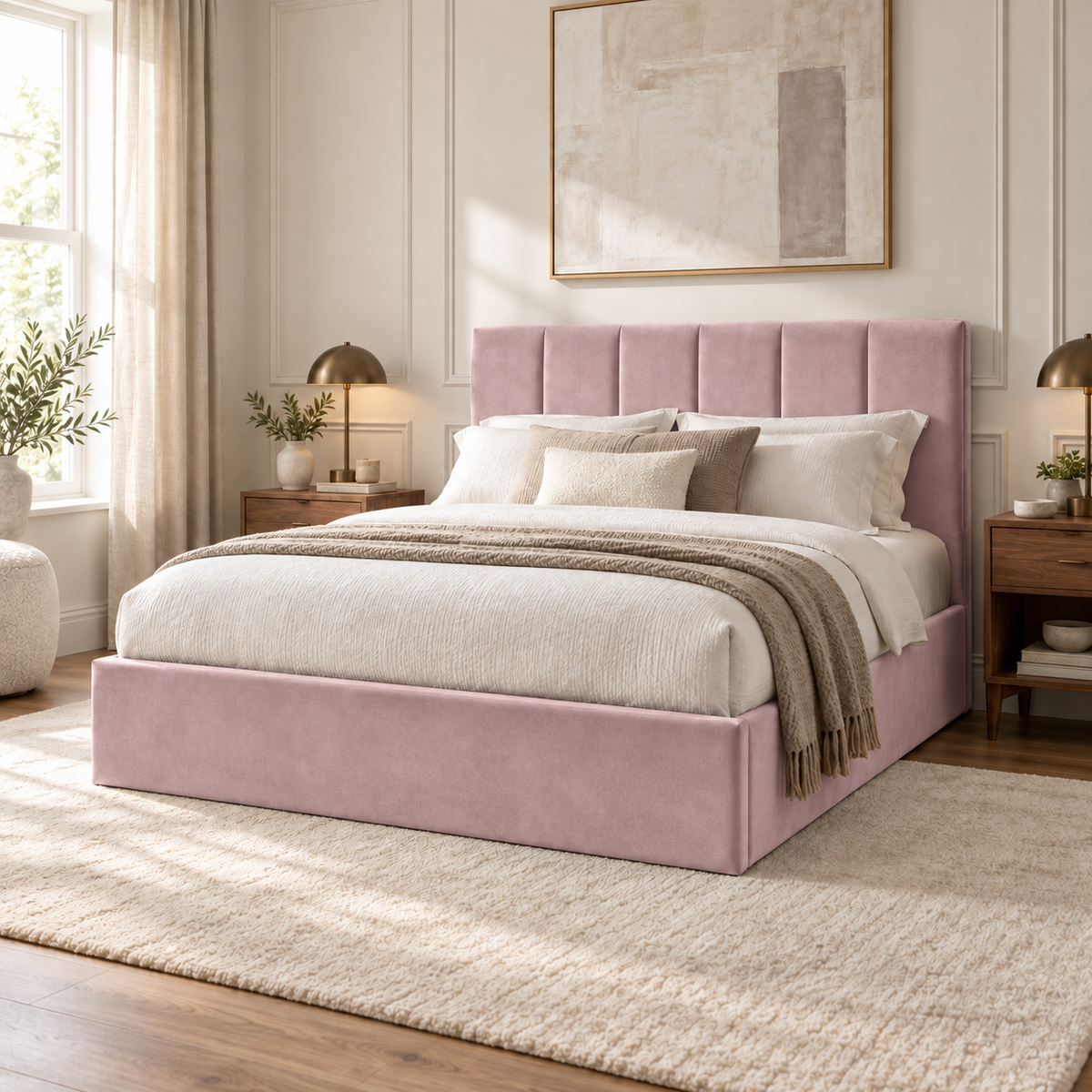 Stafford Plush Velvet Sleigh Bed