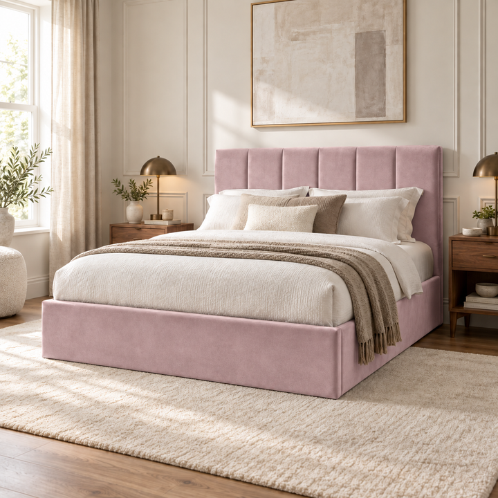 Stafford Plush Velvet Ottoman Sleigh Bed