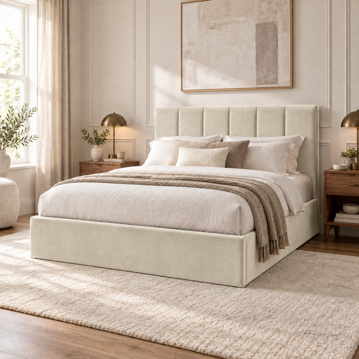 Stafford Plush Velvet Ottoman Sleigh Bed