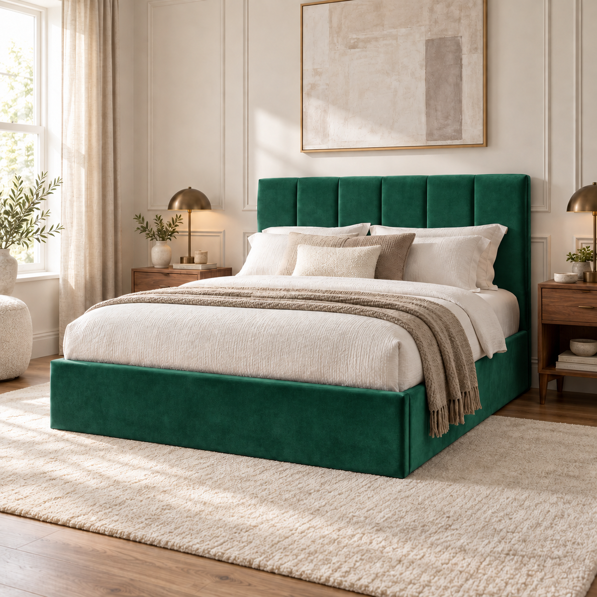 Stafford Plush Velvet Sleigh Bed
