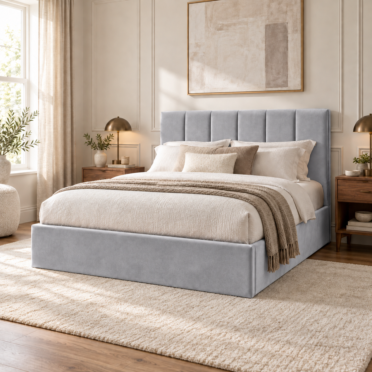 Stafford Plush Velvet Sleigh Bed