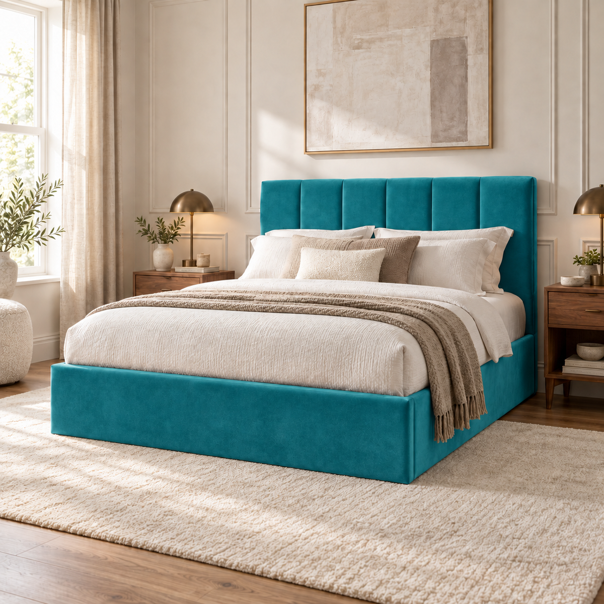 Stafford Plush Velvet Sleigh Bed