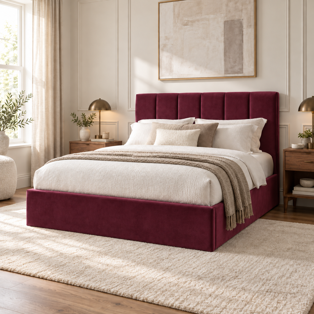 Stafford Plush Velvet Sleigh Bed